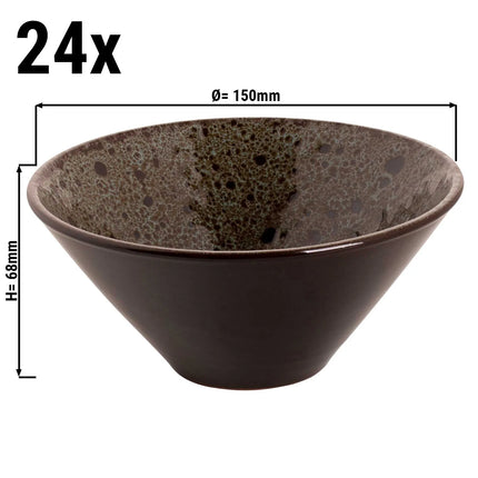 GGM Gastro (24 pcs) Dessert Bowl - TURKEY - Stoneware - 500ml - round - Ø 150mm - Brown/Blue