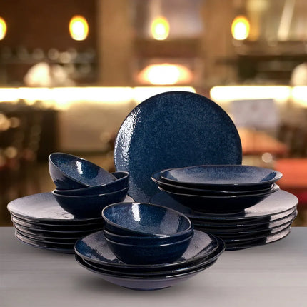 GGM Gastro (24 pcs) KIRYU | Crockery Set - Porcelain - Ø275mm/Ø235mm/Ø220mm/Ø140mm - Blue