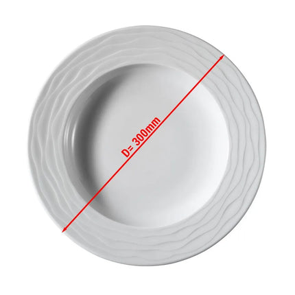 GGM Gastro (24 pcs) SEA WAVE | Deep Plate - Porcelain - Ø300mm - White