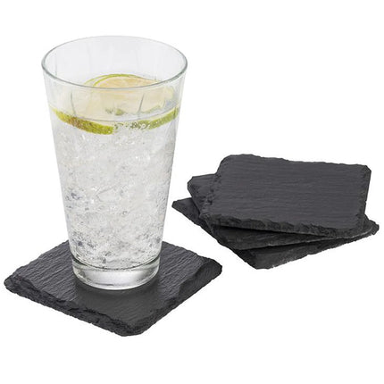 GGM Gastro (24 pcs) Slate Serving Board - Natural Slate - 6x 4-piece set - 100x100mm - Black