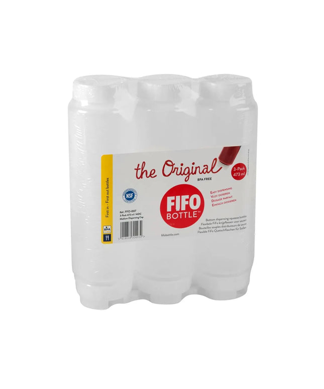 GGM Gastro (3 Cái) Bình Bóp Nước Sốt - Nắp Van Dòng Vừa (Chống Nhỏ Giọt) - 473ml - Nắp Vặn - Nắp Trắng