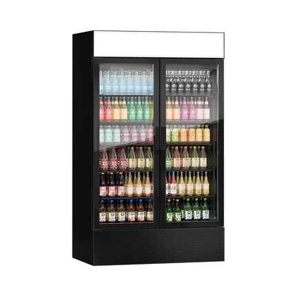 GGM Gastro (3 pcs) Commercial Beverage Display Fridge with Illuminated Canopy - 1200mm - 3600 Litres - with 6 hinged glass doors - LED lighting - Temperature range 1 to 10 °C