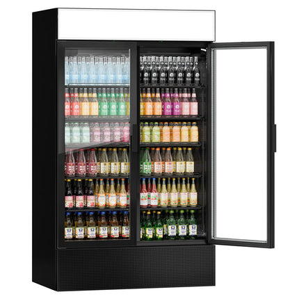 GGM Gastro (3 pcs) Commercial Beverage Display Fridge with Illuminated Canopy - 1200mm - 3600 Litres - with 6 hinged glass doors - LED lighting - Temperature range 1 to 10 °C