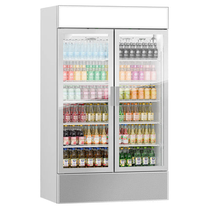GGM Gastro (3 pcs) Commercial Upright Glass Door Display Fridge - 3600mm - 3600 Litres - with 6 hinged glass doors - LED lighting - Temperature range 1 to 10 °C - Grey