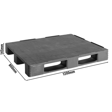GGM Gastro (3 pcs) - Euro Pallet 1200x800mm - Hygienic Recycled ABS - Load Capacity: 650kg - Dark Grey