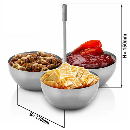 GGM Gastro (3 pcs) Snack Bowls - Stainless Steel - Ø85mm - round