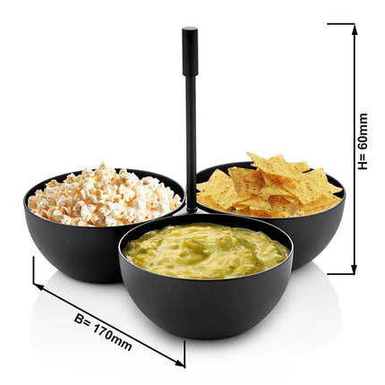 GGM Gastro (3 pcs) Snack Bowls - Stainless Steel - round - Ø 85mm - Black