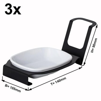 GGM Gastro (3 pcs) Spoon Rest - Oval - Stainless Steel - 105x140x90mm