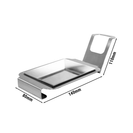 GGM Gastro (3 pcs) Spoon Rest (Rectangular) - with Carry Handle - Chrome High-Gloss - 140x110x80mm