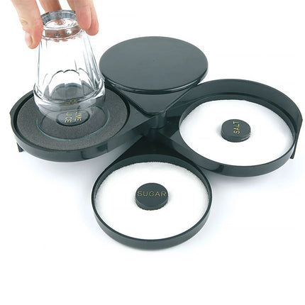 GGM Gastro 3-Tier Margarita & Cocktail Glass Rimmer – 2 compartments - Lime sponge - Black - ABS