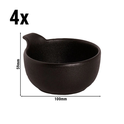 GGM Gastro (4 pcs) Dessert Bowl - Universe - Porcelain - 240ml - round - with carry handles - Ø 100mm - Depth: 59mm - Black
