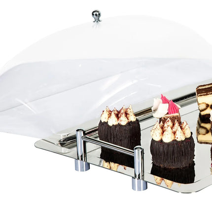GGM Gastro (4 pcs) GN 1/1 Gastronorm Tray - Stainless Steel - 530x325mm - Height: 180mm - non-slip surface - with clear roll-top cover