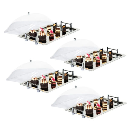 GGM Gastro (4 pcs) GN 1/1 Gastronorm Tray - Stainless Steel - 530x325mm - Height: 180mm - non-slip surface - with clear roll-top cover