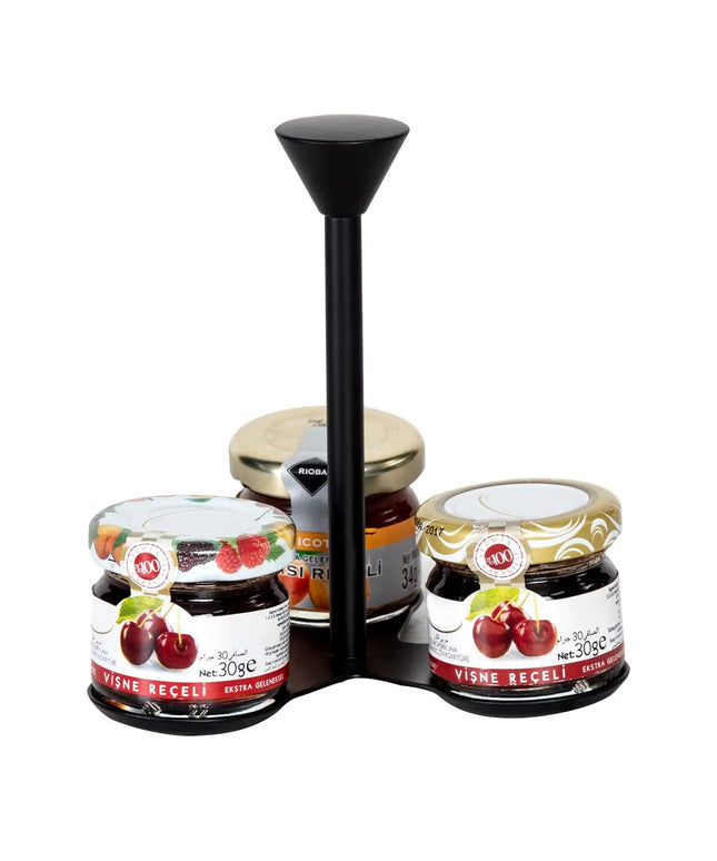 GGM Gastro (4 pcs) Jam Etagere / Buffet Stand - Powder-coated Stainless Steel - Black - Height: 120mm - with 3 shelves