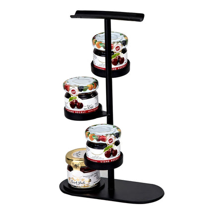 GGM Gastro (4 pcs) Jam Etagere / Buffet Stand - Powder-coated stainless steel - Black - Height: 230mm - with 4 shelves