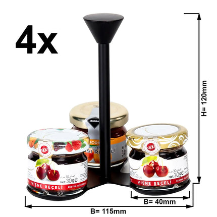 GGM Gastro (4 pcs) Jam Etagere / Buffet Stand - Powder-coated Stainless Steel - Black - Height: 120mm - with 3 shelves