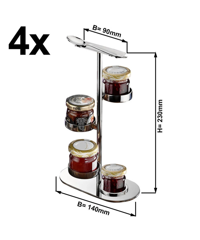 GGM Gastro (4 pcs) Jam Etagere / Buffet Stand - Stainless steel - Height: 230mm - with 4 shelves