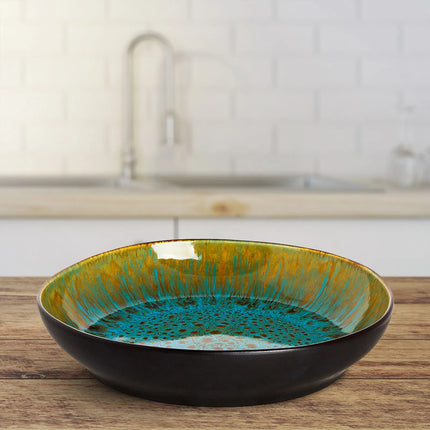 GGM Gastro (4 pcs) LOTUS | Deep Plate - Stoneware - Ø210mm - Turquoise/Black