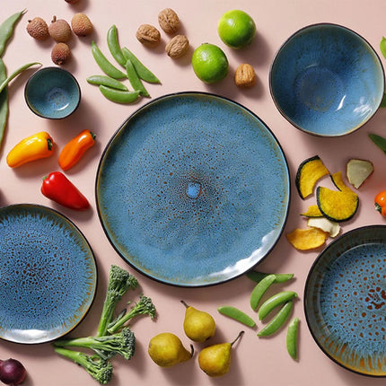 GGM Gastro (4 pcs) LOTUS | Plate - flat - Stoneware - Ø275mm - Turquoise/Black