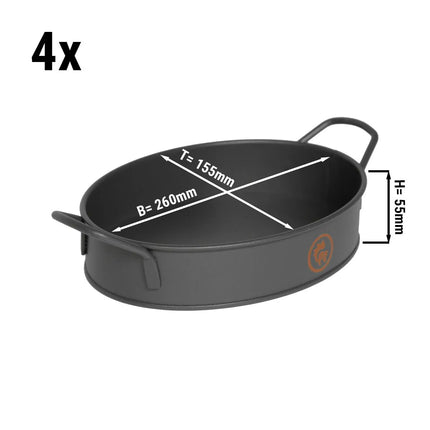 GGM Gastro (4 pcs) Serving Basket - SNACKHOLDER - Rectangular - 260x155mm - with 4 Handles - Grey
