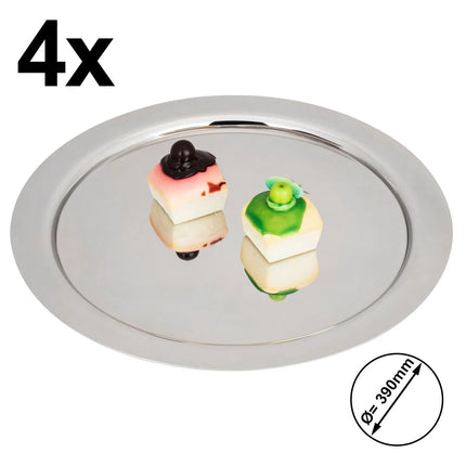 GGM Gastro (4 pcs) Serving Tray - Stainless Steel - Ø390mm - polished - with clear dome
