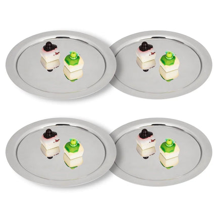 GGM Gastro (4 pcs) Serving Tray - Stainless Steel - Ø390mm - polished - with clear dome