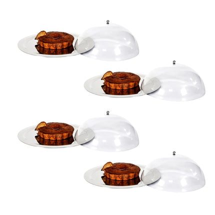 GGM Gastro (4 pcs) Serving Tray - Stainless Steel - Ø500mm - Height: 180mm - non-slip surface - polished - with clear dome