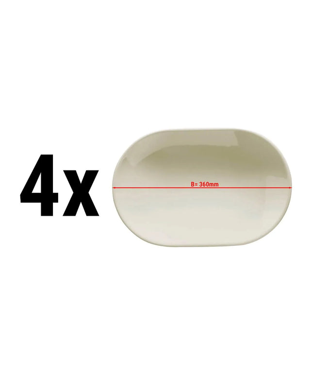 GGM Gastro (4 pcs) TEOS | Kebab Platter - oval - Porcelain - 360x165mm - Cream