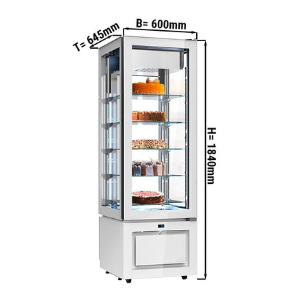 GGM Gastro 4-Sided Glass Display Freezer - 324L - 600mm - Double glazing - square - with 5 glass shelves - 1 glass door front - White