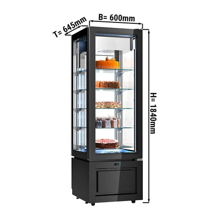 GGM Gastro 4-Sided Glass Display Freezer - 324L - 600mm - Double glazing - square - with 5 glass shelves - 1 glass door - Black