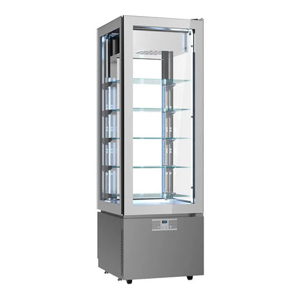 GGM Gastro 4-Sided Glass Display Freezer - 324L - 600mm - Double glazing - with 5 glass shelves - 1 glass door front