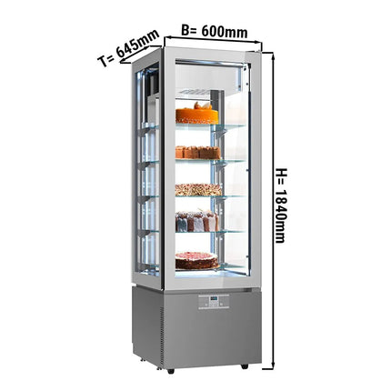 GGM Gastro 4-Sided Glass Display Freezer - 324L - 600mm - Double glazing - with 5 glass shelves - 1 glass door front