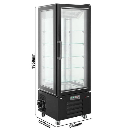 GGM Gastro 4-Sided Glass Display Freezer - 340L - 650mm - with 5 adjustable glass shelves - 1 rear glass door - Black
