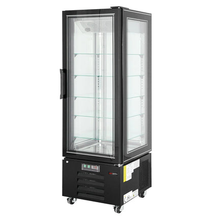 GGM Gastro 4-Sided Glass Display Freezer - 340L - 650mm - with 5 adjustable glass shelves - 1 rear glass door - Black