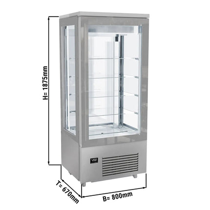 GGM Gastro 4-Sided Glass Display Freezer - 400L - 800mm - Double glazing - square - with 5 glass shelves - 1 rear glass door
