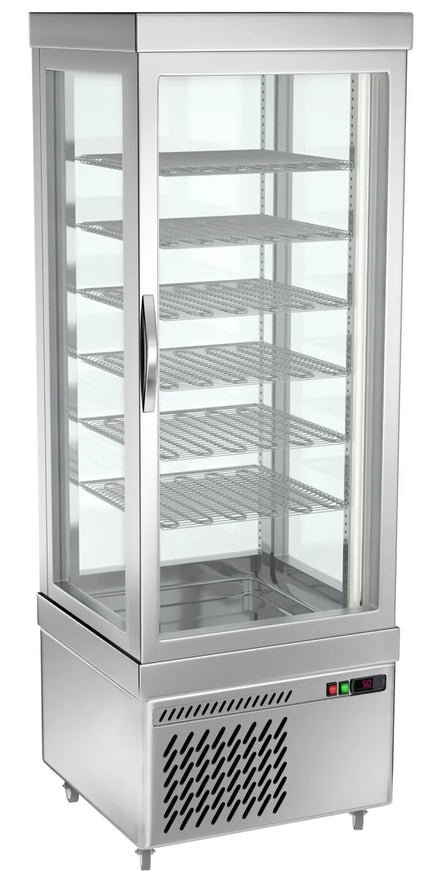 GGM Gastro 4-Sided Glass Display Freezer - 430L - 670mm - with 6 rotating glass shelves - 1 glass door