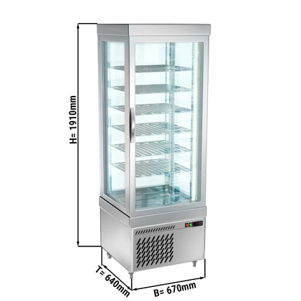 GGM Gastro 4-Sided Glass Display Freezer - 430L - 670mm - with 6 rotating glass shelves - 1 glass door