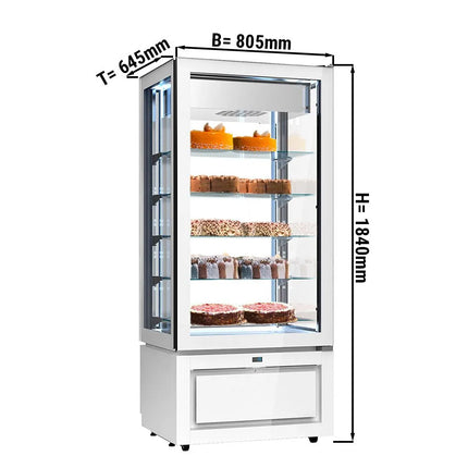 GGM Gastro 4-Sided Glass Display Freezer - 457L - 805mm - Double glazing - square - with 5 glass shelves - 1 glass door front - White