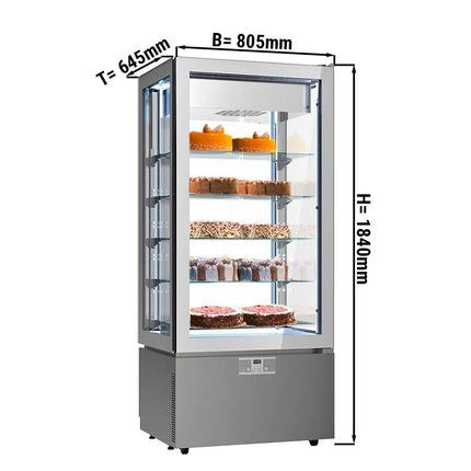 GGM Gastro 4-Sided Glass Display Freezer - 457L - 805mm - Double glazing - square - with 5 glass shelves - 4 glass doors