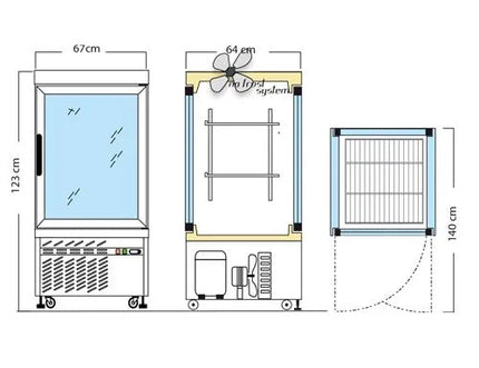 GGM Gastro 4-Sided Glass Display Fridge - 230L - 670mm - with 2 rotating shelves - 1 door - Silver - for patisserie