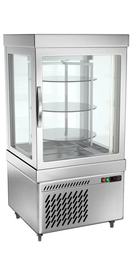 GGM Gastro 4-Sided Glass Display Fridge - 230L - 670mm - with 3 rotating shelves - 1 door - for patisserie