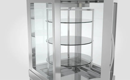 GGM Gastro 4-Sided Glass Display Fridge - 230L - 670mm - with 3 rotating shelves - 1 door - for patisserie