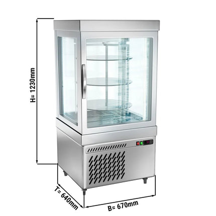 GGM Gastro 4-Sided Glass Display Fridge - 230L - 670mm - with 3 rotating shelves - 1 door - for patisserie