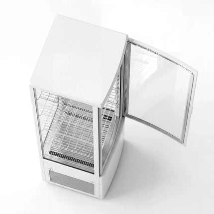 GGM Gastro 4-Sided Glass Display Fridge - 235L - 515mm - Double glazing - square - with 4 shelves - 1 glass door front - White
