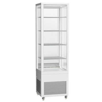 GGM Gastro 4-Sided Glass Display Fridge - 235L - 515mm - Double glazing - square - with 4 shelves - 1 glass door front - White