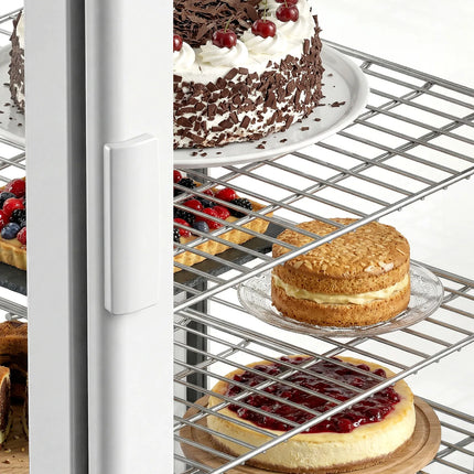 GGM Gastro 4-Sided Glass Display Fridge - 235L - 515mm - Double glazing - square - with 4 shelves - 1 glass door front - White