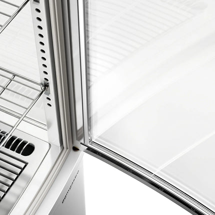 GGM Gastro 4-Sided Glass Display Fridge - 235L - 515mm - Double glazing - square - with 4 shelves - 1 glass door front - White