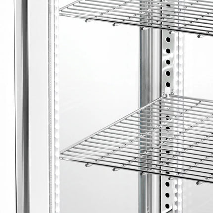 GGM Gastro 4-Sided Glass Display Fridge - 235L - 515mm - Double glazing - square - with 4 shelves - 1 glass door front - White