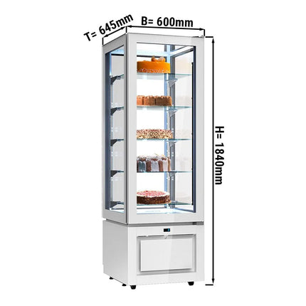 GGM Gastro 4-Sided Glass Display Fridge - 324L - 600mm - Double glazing - square - with 1 glass shelf - 1 glass door front - White