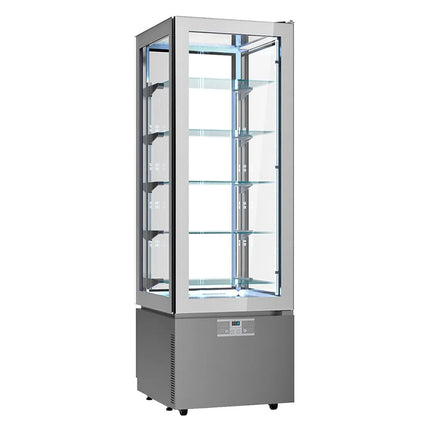GGM Gastro 4-Sided Glass Display Fridge - 324L - 600mm - Double glazing - with 5 glass shelves - 1 glass door